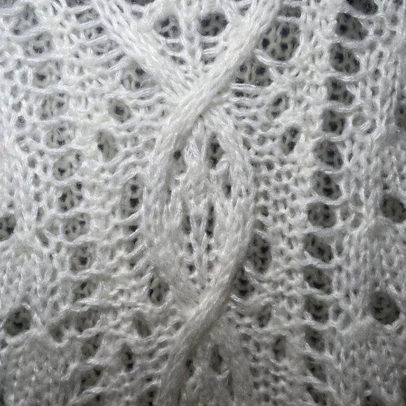 Moon & Madison Womens White Crop Cable Open Knit Sweater Cottage Fairy Layer - Picture 3 of 6